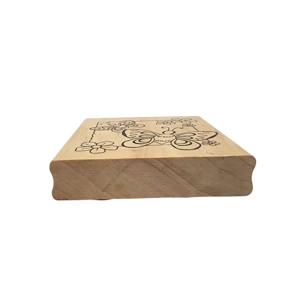 Anita's 2002 Sugarloaf Butterfly Flowers Wood Mounted Rubber Stamp Craft 3x3